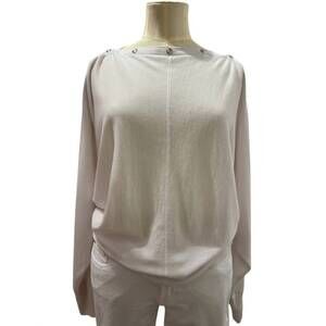 NEW REPEAT CASHMERE women's dolman sleeve sweater in cream